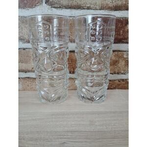 Vintage Forum Tiki Glass Cups Set Of 2 6.5 Inches Tall 3 Inches Wide